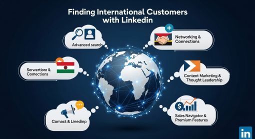 A professional's profile on a laptop screen, showing the use of LinkedIn for B2B sales.