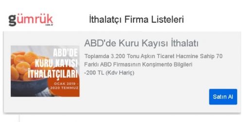  amerika birleşik devletlerinde kuru kayısı ithal eden firmaların konşimento verileri 