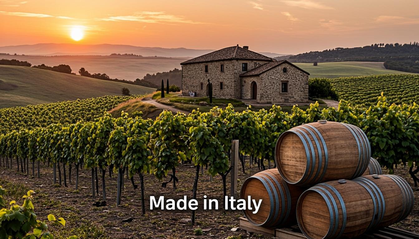 Tuscan vineyard landscape in Italy producing premium wines for export to Albania