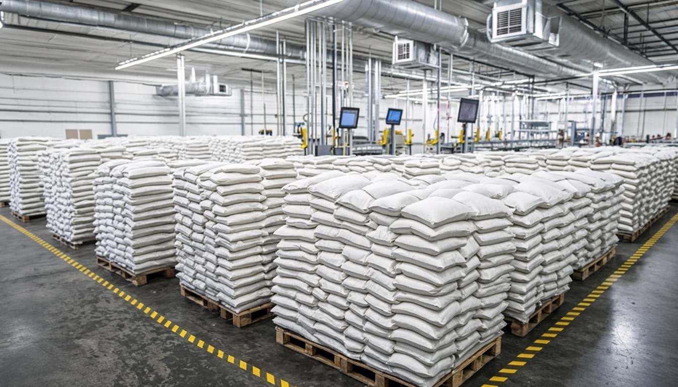 Modern Fishmeal Storage Warehouse with Temperature Monitoring Systems