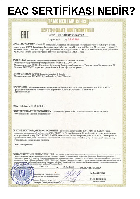 rusya ya ihracatta zorunlu belge :EAC Sertifikası