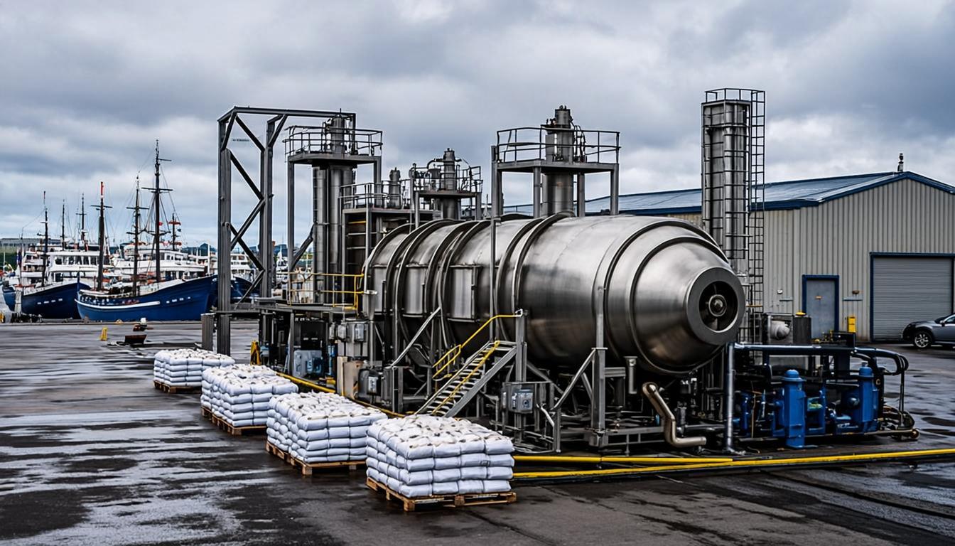 Estonia Steam Dried Fishmeal Production Facility at Baltic Sea Harbor