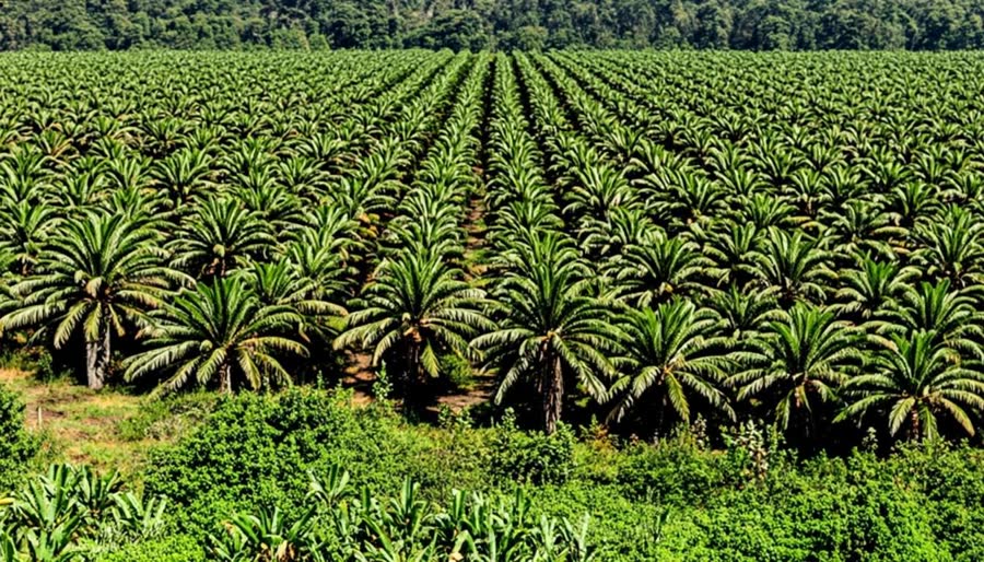 Endonezya palm yağı plantasyonu, tropikal yağ palmiyesi ağaçları