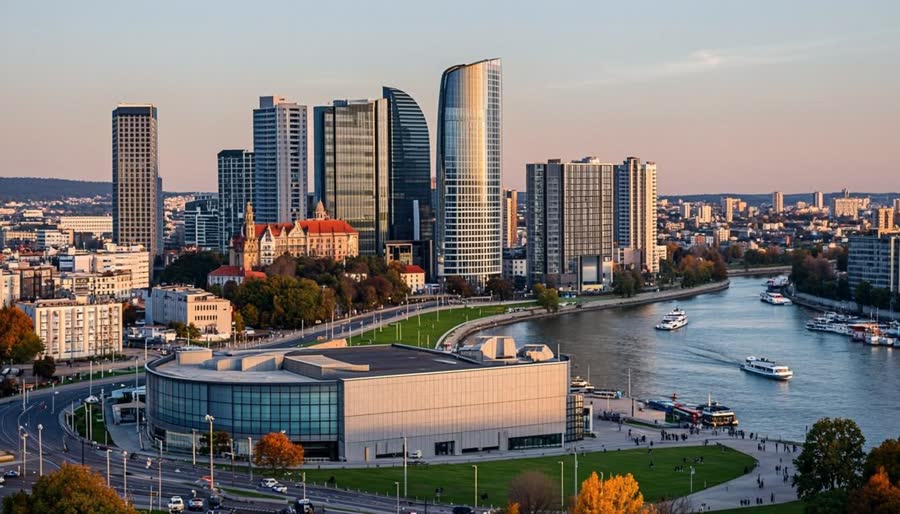 Bratislava şehir manzarası, Slovakya ticaret merkezi