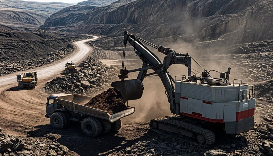 China lignite coal mining operation, brown coal extraction
