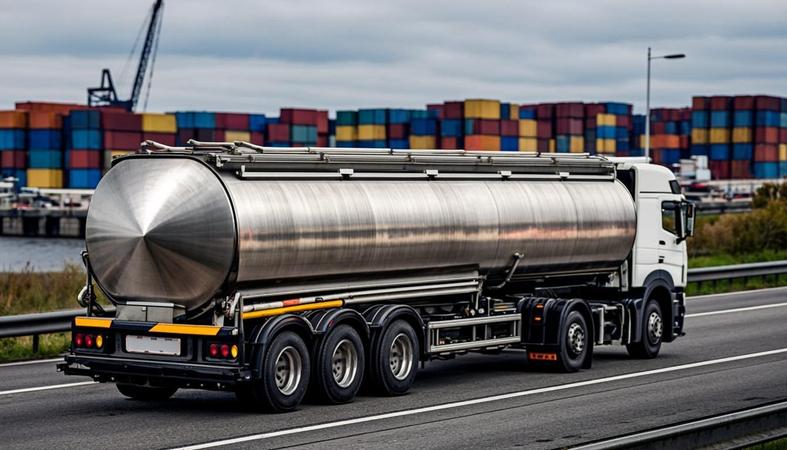 Chemikalien-Logistik in der Türkei mit Tanklastwagen und Industriehafen