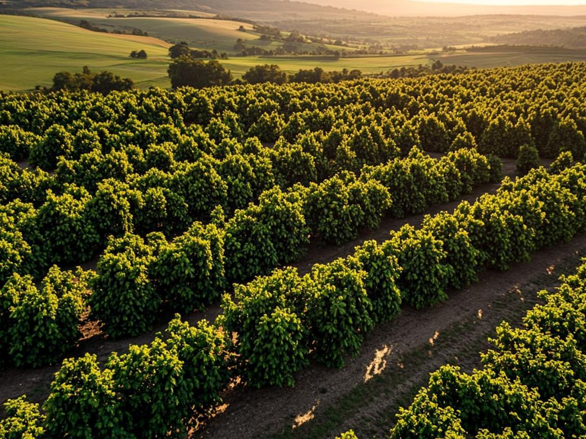 French walnut orchard in the countryside near Paris — rows of walnut trees cultivated for premium export quality