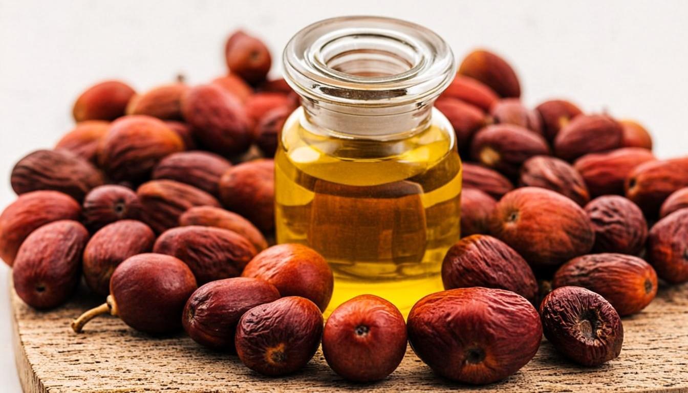 Fresh palm oil fruit bunches and crude palm oil