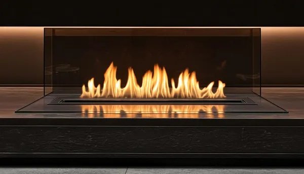 Ant Şömine - Modern Siyah Cam Doğalgaz Şöminesi