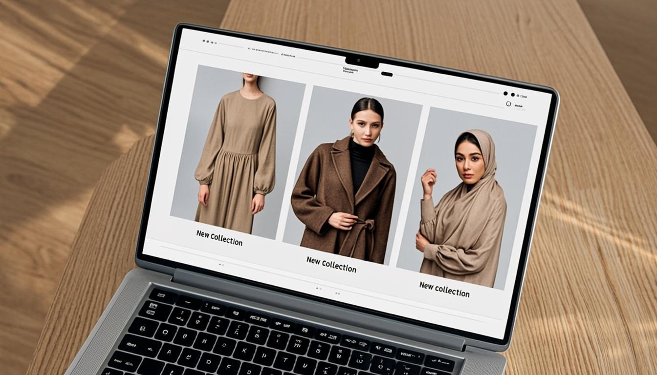 Türkiye'deki popüler tesettür giyim e-ticaret sitelerinin web sitesi önizleme görüntüsü: ürün kartları, kategori menüleri ve modern kullanıcı arayüzü tasarımları