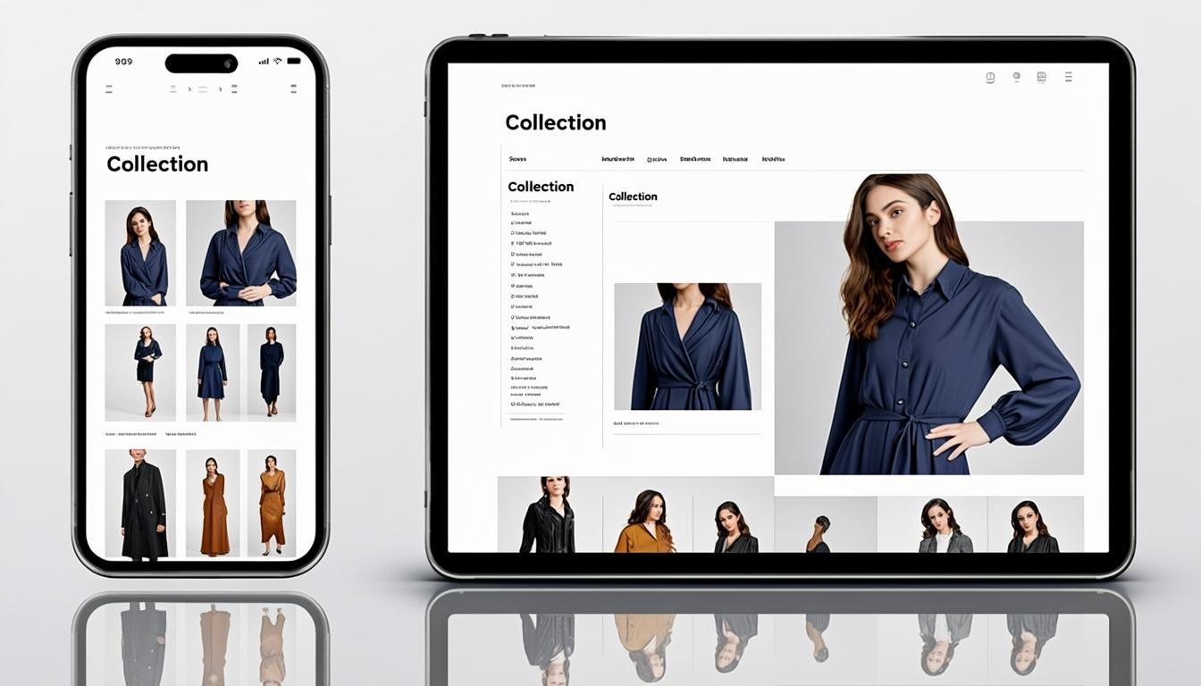 Tesettür moda markalarının online mağaza önizlemeleri: modern tesettür koleksiyonları, navigasyon panelleri ve ürün galerisi görünümleri